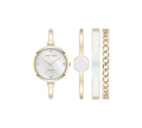 Anne Klein Women's Lab Grown Diamond Accented Bangle Watch and Bracelet Set, AK/5142