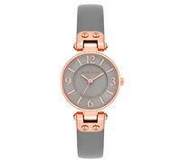 Anne Klein Women's Leather Strap Watch, Grey/Rose Gold, Quartz Movement