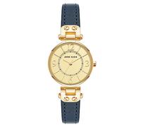 Anne Klein Women's Leather Strap Watch, Navy Blue/Gold, 10/9442GPNV