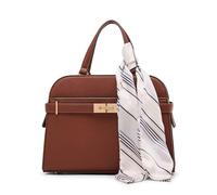 Anne Klein Women's Medium Belted Satchel with Convertible Strap, Walnut