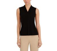 Anne Klein Womens Pleated V-Neck Shell, Black, M