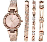 Anne Klein Women's Premium Crystal Accented Bangle Watch and Bracelet Set