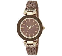 Anne Klein Women's Premium Crystal Accented Mesh Bracelet Watch, Brown/Gold