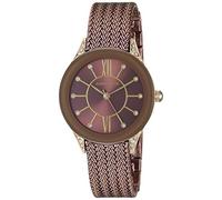 Anne Klein Women's Premium Crystal Accented Mesh Bracelet Watch, Brown/Gold