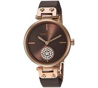 Anne Klein Women's Premium Crystal Accented Mesh Bracelet Watch, Brown/Rose Gold, Swarovski Crystals
