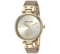 Anne Klein Women's Premium Crystal Accented Mesh Bracelet Watch, Gold, 34, Quartz Movement