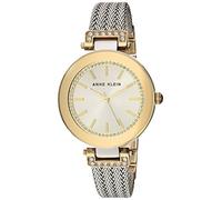Anne Klein Women's Premium Crystal Accented Mesh Bracelet Watch, Two Tone, Quartz Movement