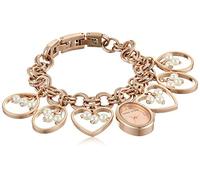 Anne Klein Women's Premium Crystal Accented Rose Gold-Tone Charm Bracelet Watch, AK/3562RGCH