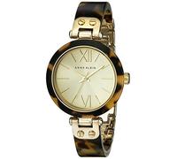 ANNE KLEIN Women's Quartz Watch with Gold Dial Analogue Display and Brown Plastic Bangle 10/9652CHTO
