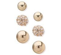 Anne Klein Womens Set of 3 Stud Earrings in Gold