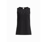 Anne Klein Women's Short Sleeve Grommet Trim Shell Top, Anne Black, XL