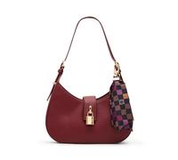 Anne Klein Women's Small Curved Shoulder Bag with Convertible Strap, New Bordeaux/Graphic Tile Lion Black Multi
