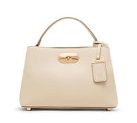 Anne Klein Women's Small Oval Turnlock Top Handle with Convertible Strap, Parchment