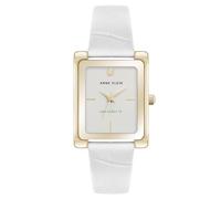 Anne Klein Women's Sustainable Croco-Grain Leather Strap Watch, AK/5146,White/Gold