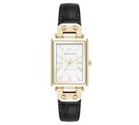 Anne Klein Women's Sustainable Croco-Grain Leather Strap Watch, AK/5152,Black/Gold