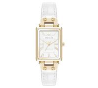 Anne Klein Women's Sustainable Croco-Grain Leather Strap Watch, AK/5152,White/Gold