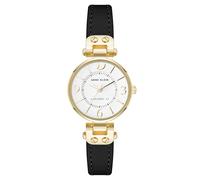 Anne Klein Women's Sustainable Leather Strap Watch, AK/5144,Black/Gold