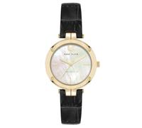 Anne Klein Women's Sustainable Leather Strap Watch, AK/5150,Black/Gold