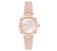 Anne Klein Women's Sustainable Leather Strap Watch, AK/5150,Blush Pink/Rose Gold