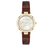 Anne Klein Women's Sustainable Leather Strap Watch, AK/5150,Brown/Gold
