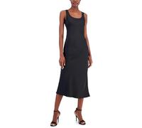 Anne Klein Women's Textured Satin Bias Cut Scoop Neck Sleeveless Midi Dres Dress, Asphalt, 14