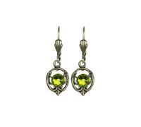 Anne Koplik Designs, Inc. Earrings Madeline Brass Olive Green Crystal Drop Dangle Birthday Gift