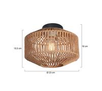 Anne Light Bloeba ceiling light, black, brown cord, Ø 23 cm