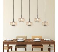Anne Light Silva pendant light, 5-bulb long, black, bamboo struts