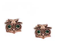 Anne Stokes Aviamore Owl Copper Tone Green Crystal Steampunk Bird Head Stud Earrigs