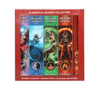 Anne Stokes Elemental Magic Incense Set - Four Elements Gift Pack with Sorceress-themed Sticks - Mother Earth, Lavender, Egyptian Musk, Coconut Fragrances - Includes Ash Catcher in Gift Set
