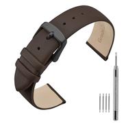 ANNEFIT Calfskin Leather Watch Straps 18mm, Classical Thin Leather Watch Band with Black Buckle (Dark Brown)