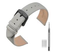 ANNEFIT Calfskin Leather Watch Straps 22mm, Classical Thin Leather Watch Band with Black Buckle (Grey)