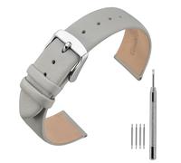 ANNEFIT Calfskin Leather Watch Straps 22mm, Classical Thin Leather Watch Band with Stainless Steel Buckle (Grey)