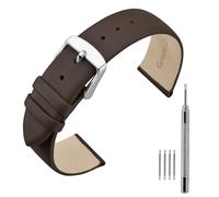 ANNEFIT Calfskin Leather Watch Straps 22mm, Classical Thin Leather Watch Band with Stainless Steel Buckle (Dark Brown)
