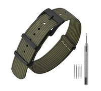 ANNEFIT Nylon Watch Strap 21mm, One-Piece Waterproof Military Watch Band with Heavy Black Buckle (Army Green)
