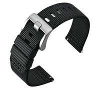 ANNEFIT Nylon Watch Strap for Men 24mm, Quick Release Military Watch Band with Heavy Duty Stainless Steel Buckle (Black)