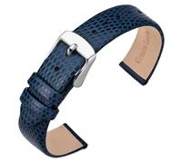 ANNEFIT Women's Leather Watch Band 10mm, Lizard Grain Slim Thin Replacement Strap (Blue)