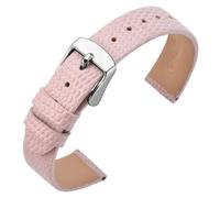 ANNEFIT Women's Leather Watch Band 10mm, Lizard Grain Slim Thin Replacement Strap (Pink)
