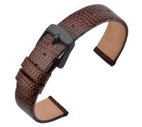ANNEFIT Women's Leather Watch Band 10mm with Black Buckle, Lizard Grain Slim Thin Replacement Strap (Brown)