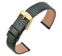 ANNEFIT Women's Leather Watch Band 10mm with Gold Buckle, Lizard Grain Slim Thin Replacement Strap (Green)