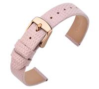 ANNEFIT Women's Leather Watch Band 10mm with Rose Gold Buckle, Lizard Grain Slim Thin Replacement Strap (Pink)