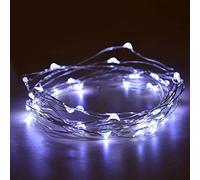 Annefly 2 Pack Battery Operated 2M 20 LED Silver Wire Fairy String Lights Firefly Lights for Bedroom Jars Christmas Wedding Party Festival Indoor Outdoor Camping (Cool White, 2m 2pack)