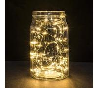 Annefly 4 Pack Battery Operated 2M 20 LED Silver Wire Fairy String Lights Firefly Lights DIY Decoration for Bedroom Jars Christmas Wedding Party Festival Indoor Outdoor Camping Decor