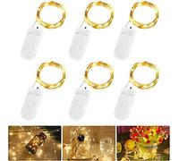 Annefly 6 Pack LED Fairy Lights Battery Operated, 2M 20 LED Micro Wire Fairy String Lights for Bedroom Jar Glasses Wedding Party Christmas Lighting Decoration (Warm White)