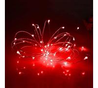 Annefly Battery Operated 2M 20 LED Silver Wire Fairy String Lights Firefly Lights with Timer for Bedroom Jars Christmas Wedding Party Festival Indoor Outdoor Camping (Red, 2m 1pcs with Timer)