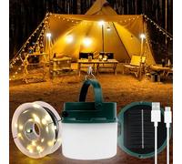 Annefly Camping String Light 2 in 1 Solar & USB Rechargeable Camping Lantern with 2 Lighting Levels & SOS Mode Waterproof Tent Lights for Camping, Hiking, Trips