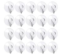 Annefly Suction Cup Hooks 20pcs 40mm Transparent Sucker Hook for Kitchen Bathroom Door Ceiling Detachable Reusable Suction Hooks No Scratch Waterproof (20) (20pcs)