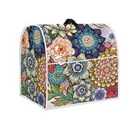 Annejudy Boho Floral Print Dust Cover for Stand Mixer Coffee Maker Toaster Machine, Protective Kitchen Aid Mixer Cover with Top Handle and Pockets for Extra Accessories