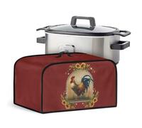 Annejudy Rooster Sunflower Slow Cooker Dust Cover Splash Resistant Oval Cover with Handle and Side Pockets for 6-8 Quart Oval Slow Cooker