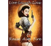annekilly Vintage Raise Aim Fire Pin Up Girl Gun Sexy Cowgirl for Home Bar Pub Kitchen Garage Restaurant Wall Deocr Plaque Signs 12x8inch